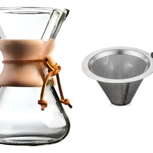 Cafetera Chemex con filtro metálico vidrio método filtrado
